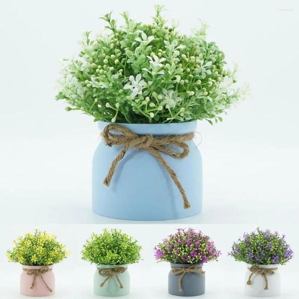 Flores decorativas flor artificial durável arte planta vaso falso bonsai decoração de casa para o quarto