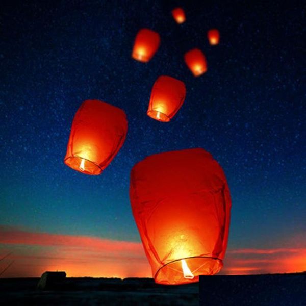 Parti Dekorasyonu 10-30 PCS Çin kağıt gökyüzü uçan fenerler Dilek Fenerler Mum lambaları Işık Noel Düğün Festivali Damla Teslimat Dhknt
