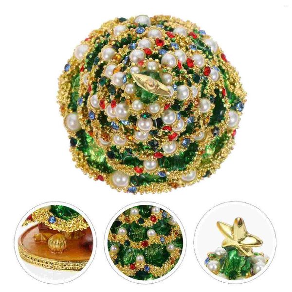 Decorações de natal árvore caixa de jóias brincos bandeja artesanato jewlery liga recipiente armazenamento estanho ornamento desktop presente criativo