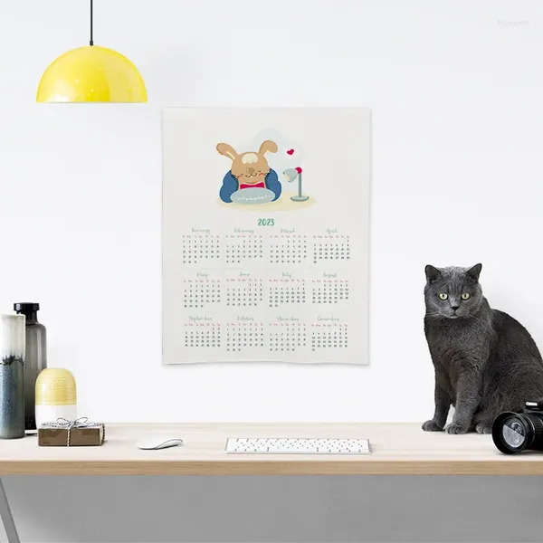 Arazzi 2024 Ins Anno Calendario Appeso Panno Cartoon Decorazione della casa Sfondo Pografia Puntelli Kawaii Wall