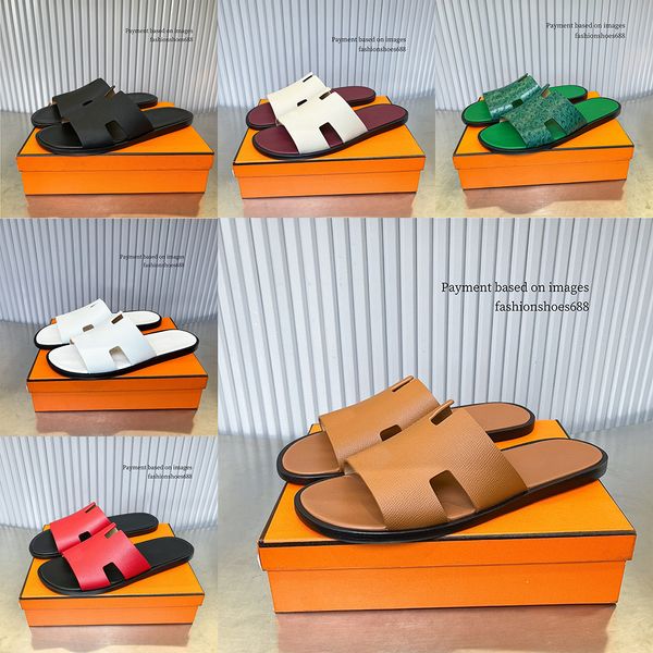 Pantofole piatte di design di lusso sandali in pelle da uomo 2024 nuove pantofole estive moda uomo pantofole da spiaggia indoor pantofole da turismo dell'hotel taglia 39-48 + scatola
