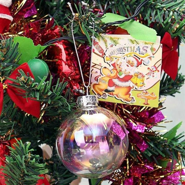 Fiori decorativi 24 pezzi palline di Natale riempibili in plastica trasparente 8 cm fai da te ornamento per albero di Natale decorazione artigianato