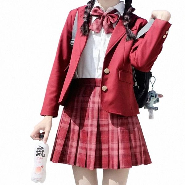 Japonês JK Uniformes Estudantes 13 Cores Vermelho / Rosa / Preto Blazer High School Jacket Girls College Style Autumn Suit Uniformes Escolares J5Hg #