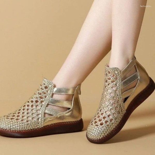 Sandalen Runde Kappe Dicke Sohle Ausgehöhlt Für Frauen 2024 Sommer Koreanische Version frauen Schuhe Mode Komfort Mom Stiefeletten