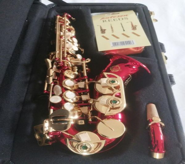 Hochwertiges gebogenes Sopransaxophon von Suzuki, B-Dur, Musikinstrument, Saxophon, professionell spielend, Goldtasten-Saxophon4184230