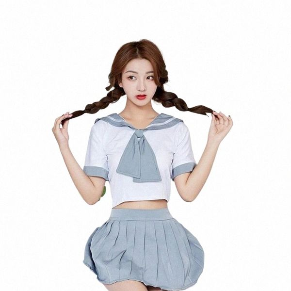 Japanische Koreanische Anime Mädchen Schule Rock Uniform JK Hohe Taille Sailor Anzug Dres Frauen Fi Outfit Sexy Cosplay Kostüm v6EW #