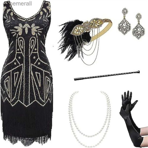 Urban Sexy Kleider Retro Vintage Roaring 20er 1920er Jahre Flapper Kleid Outfits The Great Gatsby Damen Pailletten Quaste Fransen Abendkleidung yq240330