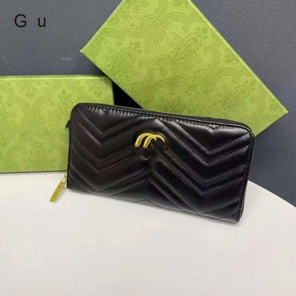 Carteira 65% Europeia e Americana Luz Designer de Luxo Bolsa Longa Multi Card Slot Bag Multiuso Zipper Mão Segurando Certificado Bordado Thread Lingge Bag