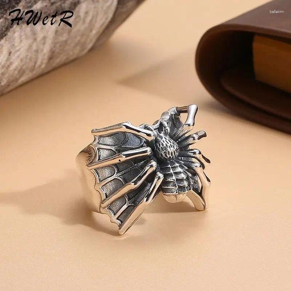 Cluster Ringe Einzigartige Vintage Spinne Tier Ring für Männer Mode Antik Breite Öffnung Einstellbar Punk Schmuck Party Geschenk