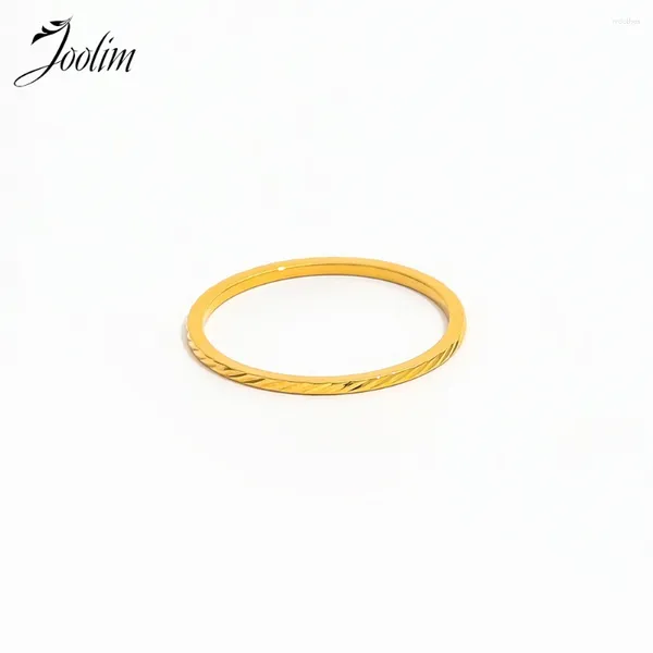 Cluster-Ringe Joolim High End PVD Wasserdicht Kein Verblassen Mode Zarte Feine Reifenmuster Ring Für Frauen Edelstahl Schmuck Großhandel