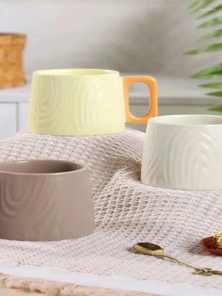 Tazze Semplice con motivo ad albero nordico Tazza con colori a contrasto Tazza personalizzata con manico quadrato giapponese Tazza da caffè Famiglia Coppia Colazione