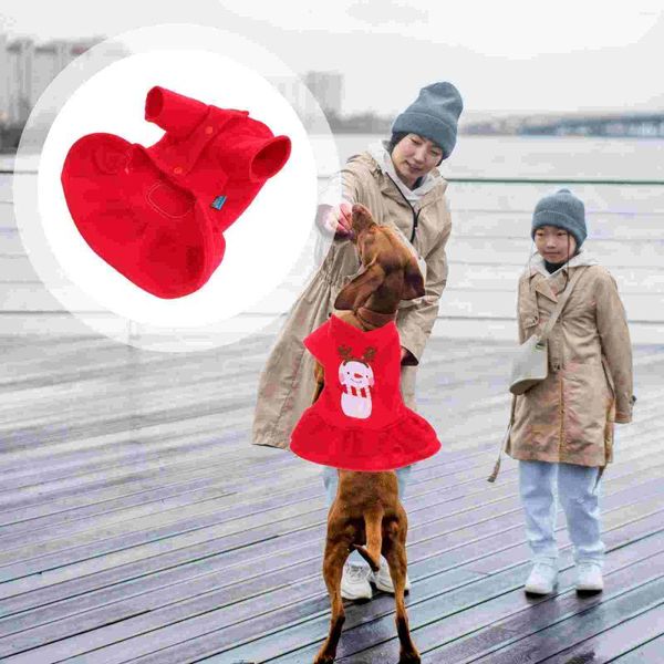 Roupas para cães Vestidos de Natal Saia: Adorável boneco de neve vestido vermelho roupas quentes de inverno para gatos pequenos (tamanho XS)