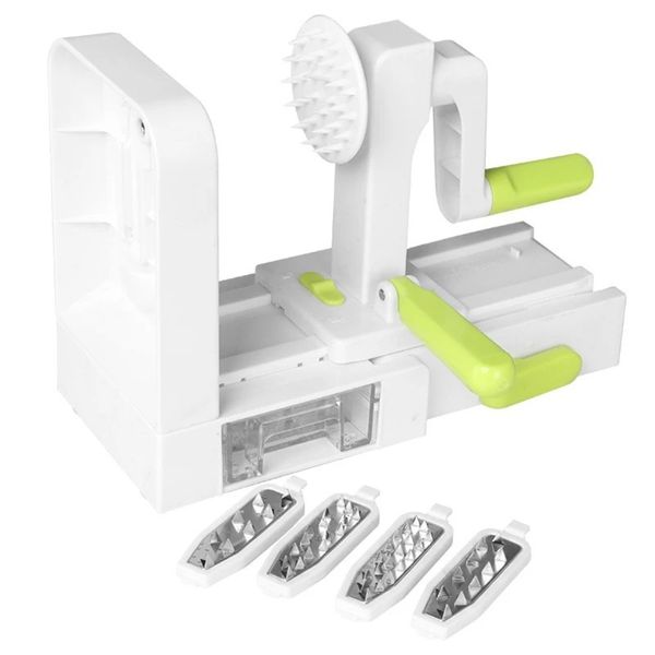 Dayanıklı Paslanmaz Çelik Bıçaklar Spiralizer Sebze Dilimleyici Catch Store Container Pelador de Frutas y Verduras