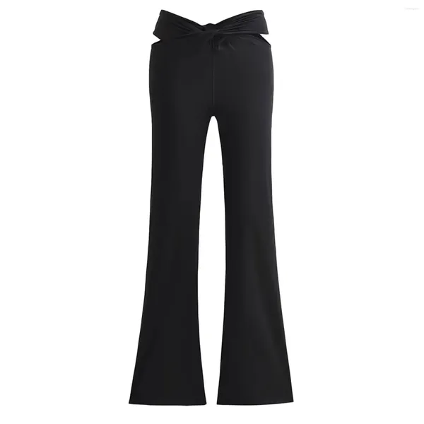 Pantaloni da donna Ragazza Sexy Hollow Donna Vita alta Senza vita Tinta unita Elastico Borsa sottile Pantaloni svasati Pantaloni sportivi a gamba larga Pantaloni da jogging