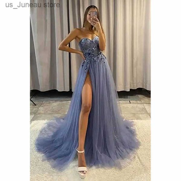 Abiti sexy urbani Abiti da ballo in tulle scintillante 2024 Abiti da sposa con applicazioni 3D Swtheart Abiti da ballo lunghi da sera formali con abito a spacco per le donne T240330