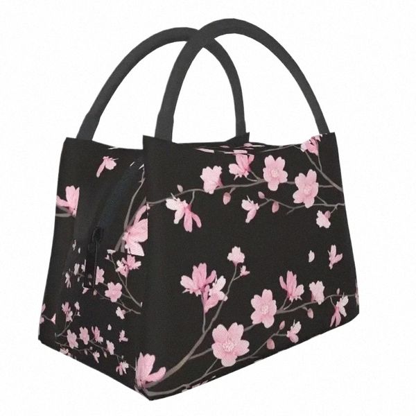 Kirschblüten-isolierte Lunch-Einkaufstasche für Frauen, Sakura-Kirschblüten-Kirsche, tragbare Thermo-Kühlbox, Lebensmittel-Lunchbox, Reisen, G9gE #