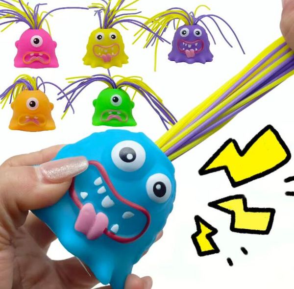 Novely engraçado brinquedo de descompressão puxar cabelo gritando monstros brinquedo criativo alívio do estresse squishies brinquedo sensorial com luzes led festa favor