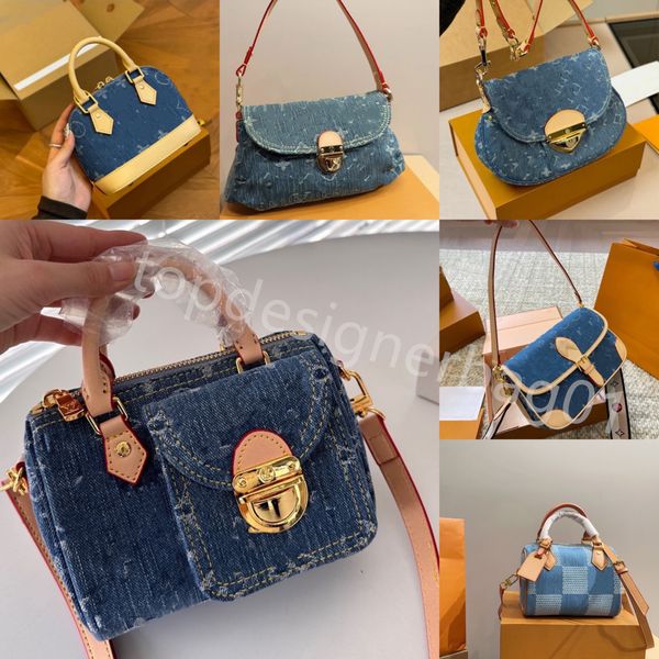 Totes Denim Vintage Designer Umhängetasche Frauen Einkaufstaschen Handtasche Reisetasche Carryall alte Blume Achselstasche Druckpackung Rucksack Gold Hardware Beutel