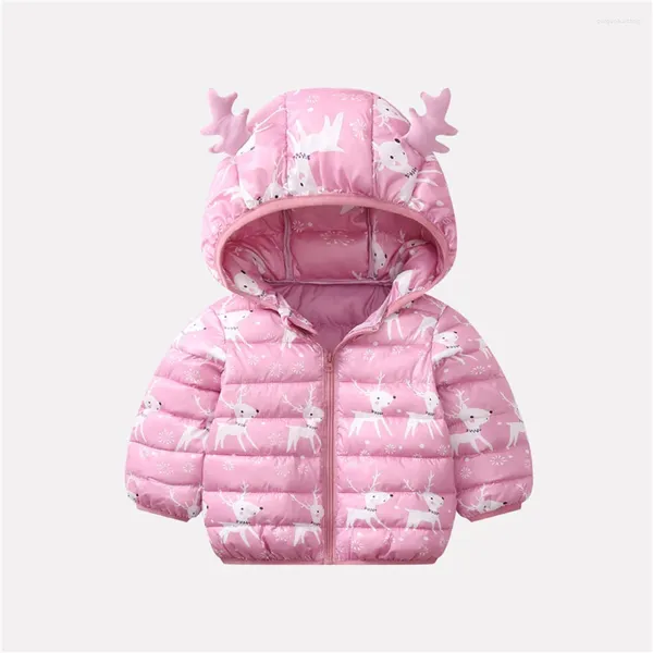Пуховое пальто, рождественская куртка для маленьких девочек, легкие пальто для мальчиков и девочек, толстовка с ушками, весенняя одежда для девочек, детская одежда для младенцев