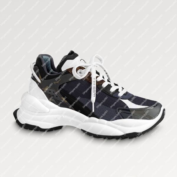 Explosion NUOVA sneaker da donna 1AAP5L Run 55 dal design sportivo in tela che si abbina alle sneakers da gara Mix di materiali nastro Iniziali nere Suola in gomma rialzata Occhielli