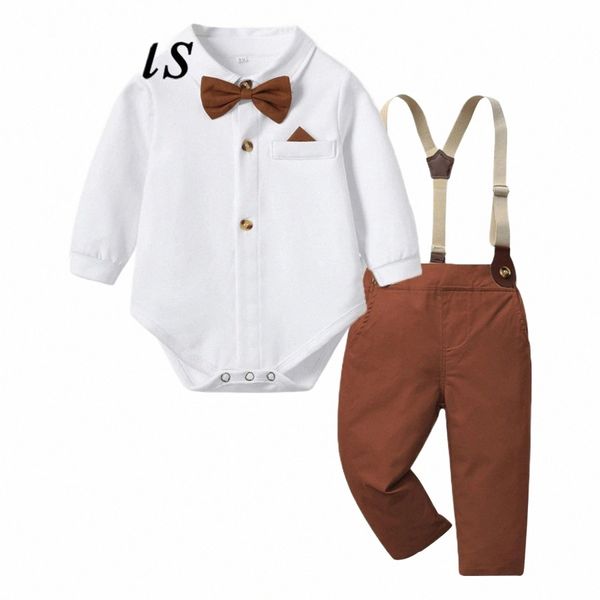 Kinder Kleinkind Jungen Gentleman Anzug LG Ärmel Kleidung Sets Taufe Kleid Outfit für Geburtstag Party z3a8 #