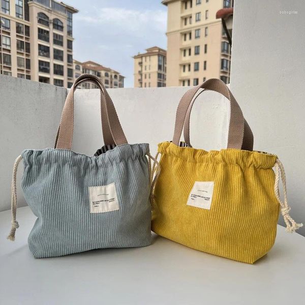 Sacos de armazenamento 1 pc moda cordão piquenique comida almoço saco de compras pequena bolsa tote eco veludo