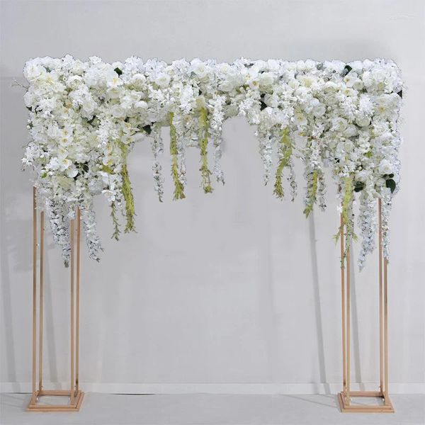 Flores decorativas de qualidade 2,4 metros de glicínias brancas arco de casamento artificial flor de decoração ao ar livre