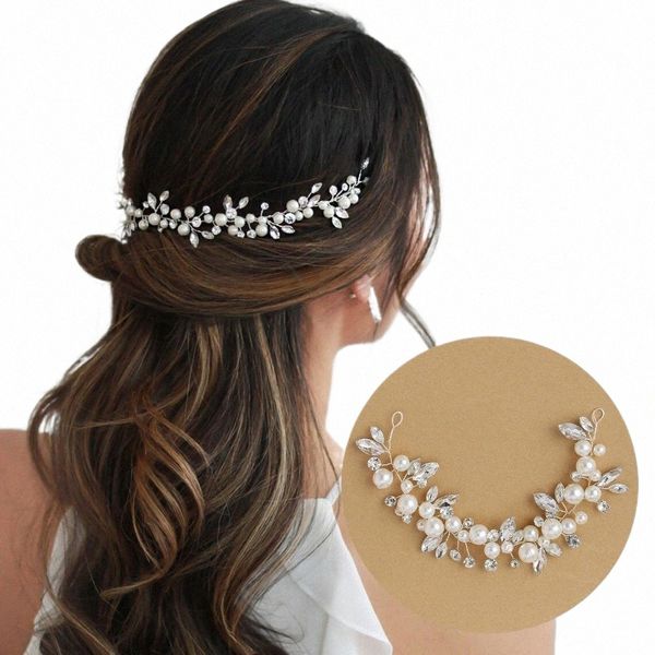 Noiva casamento headdr rhineste princ estilo falso pérola palco mostrar desempenho cabelo decorati acessórios de casamento com fio n6m9 #