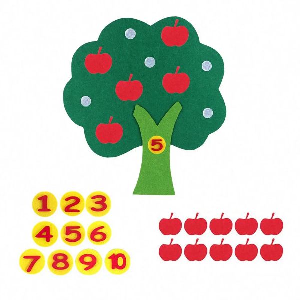 Kinder Montessori Spielzeug pädagogischer DIY -Gewebe -Stoff Apfelbaum Mathematikspielzeug Lernspielzeug für Kinder Vorschulen Sensorische Unterrichtshilfen