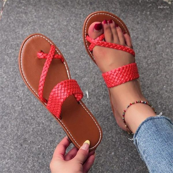 Freizeitschuhe Designer von Seil gewebten Schnürsenkeln im Sommer 2024 Sandalen Hochwertige Rabatt Damen Low Heel