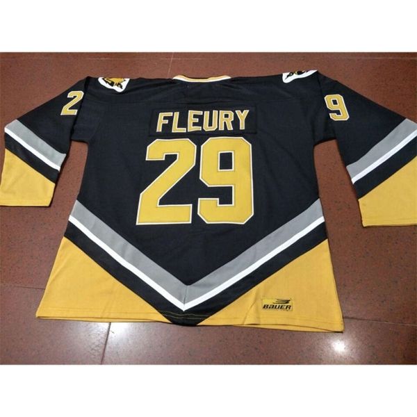 24S Custom Men Youth women tage CHL QMJHL Cape Breton Screaming Eagles Alternate # 29 Marc-Andre Fleury tage Hockey Jersey Taglia S-5XL