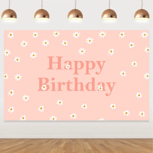 Decorazione per feste Kreatwow-Boho Compleanno per ragazze Fiore margherita Felice Banner Po Sfondo