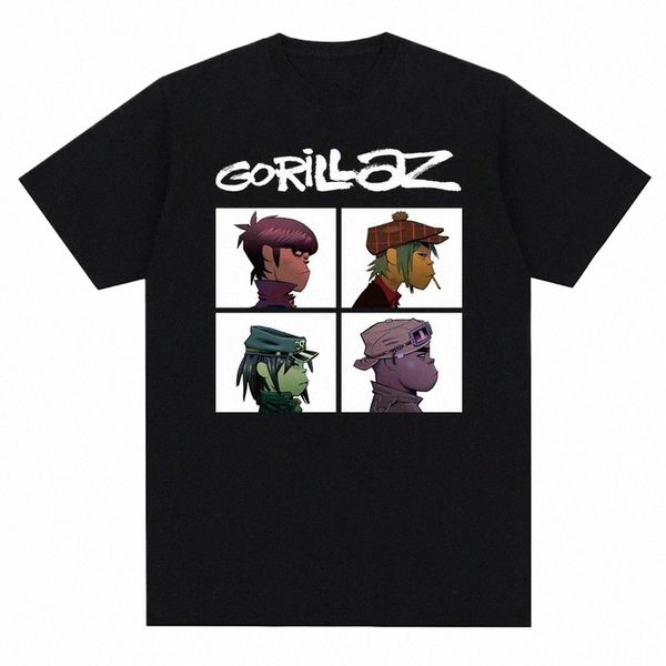 Music Band Gorillazs Punk Rock Stampa T Shirt anni '90 Casual Fi Manica corta Taglie forti T-shirt unisex 87sA #