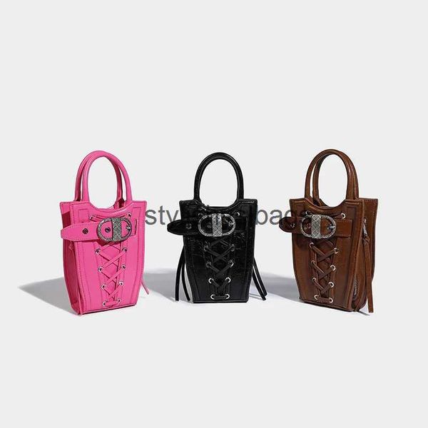 Bolsas de ombro designer de luxo mulheres mensageiro sacos 2023 novo personalizado rebite vaso bolsas senhoras série motocicleta ombro telefone bolsas h240330