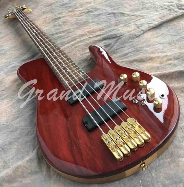 Custom Grand Neck Through Body Ahorn mit Ulme 5 Saiten Bassgitarre4078041