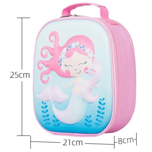 Wiederverwendbare leckere Lunchbox für Erwachsene Office Lunchtasche Tasche Fit Travel Picknick mit Eispackt Kit für Mädchen Jungen (Meerjungfrau)