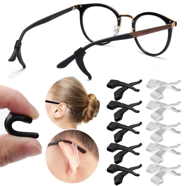 Gancho de orelha anti-queda de copos de silicone perna 5-20Pairs Sleeve Bracket Fixador Olhos de olho de olho Acessórios Grip Grip Eyewear Solter