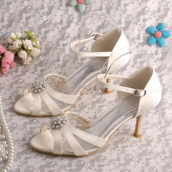 Sandali Wedopus Peep Toe Avorio O Scarpe Adatte Per Matrimonio Tacco Medio Donna Estate