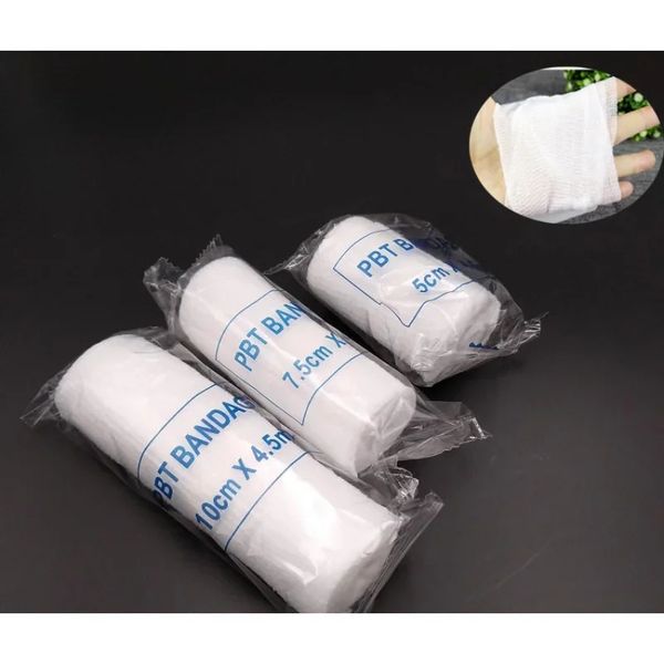 2024 5 Rolls/Lot 10cmx4,5m PBT Elastic Bandage Erste -Hilfe -Kit Gaze Roll Wundverkleidung Medizinische Krankenpflege Notfallverkehrsbett für Wundverkesste medizinisch