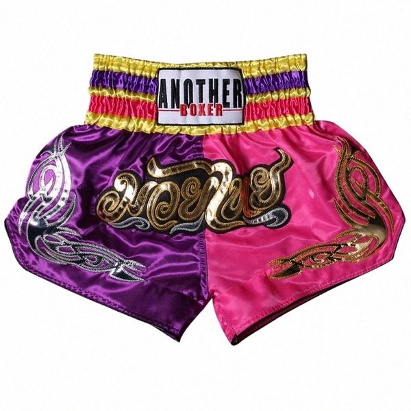 Pantaloncini Mauy Thai da uomo MMA Abbigliamento Match Kickboxing Short per Thai Boxe Lotta Grappling Bjj Arti marziali Uniforme da allenamento E0vp #