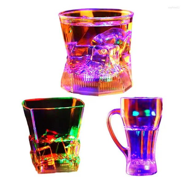 Copos de vinho para festa, copos led à moda antiga, bebidas com luzes, fácil de segurar, cerveja, inodoro para aniversários, casamentos, bares