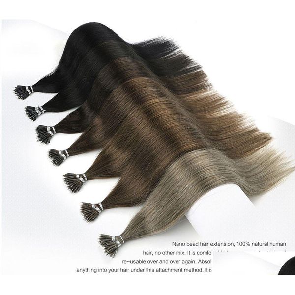 Extensões de cabelo pré-ligadas 1626 Grau 10A Nano Anel Remy Humano 80G Pacote 0 8G S 200S Lote Cor Natural Cabelos Loiros Gota Entrega Produ Dhcxq