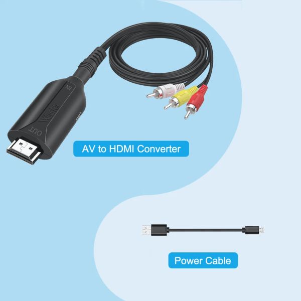 AV2HDMI RCA AV/CVSB L/R VÍDEO DE ADAPTOR DE VÍDEO AD COMPATÍVEL DE HDMI Caixa de Video Conversor 1080p Suporte NTSC PAL 100cm