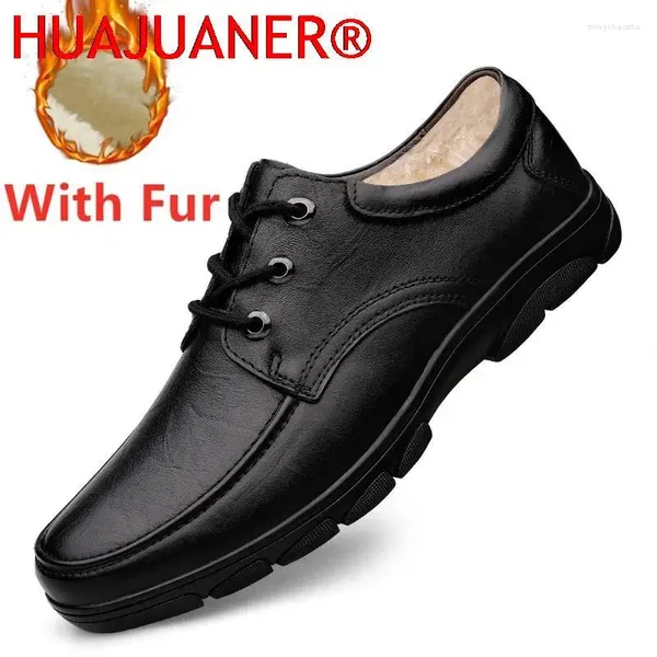 Casual Schuhe Männer Winter Oxfords Pelz Warme Business Kleid Mann Fahren Slip Auf Flache Schuhe Männlichen Echtem Leder Loafer