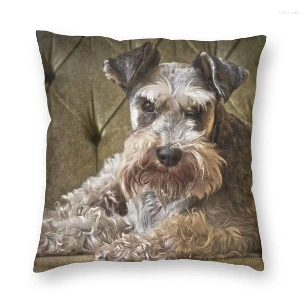 Travesseiro luxo bonito schnauzer cão lance capa decoração padrão animal personalizado 40x40 fronha para sofá