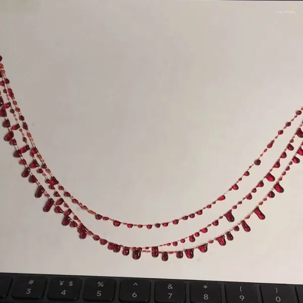 Цепочки-колье с красной кровью, ожерелья с кристаллами, нерегулярное ожерелье, капающие свадебные украшения для женщин