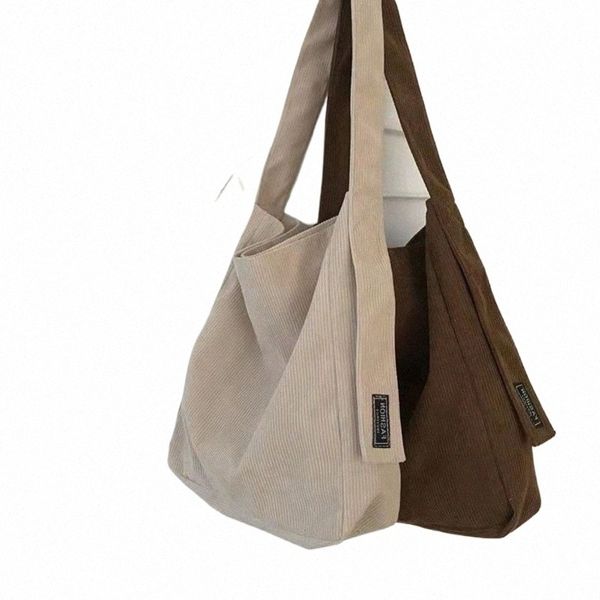 Grande bolsa de ombro de veludo para mulheres Cott Cloth Fi Canvas Tote Shop Bags Mulher Bolsas Bolsas de viagem reutilizáveis o0Ou #