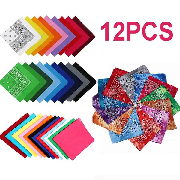 6/12 PCS Bandana Square Eşarp Boyun Eşarp Açık Hava Kafa Bantları Saç Kerchief Erkekler/Kızlar Moda Hip Hop Mendil 240321