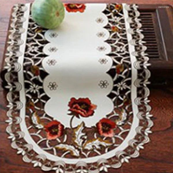 Tovaglia 1PC Ovale Vintage Tovaglia di pizzo ricamato Panno floreale/Tappetino Decorazione Copertura per sala da pranzo e uso esterno Antirughe