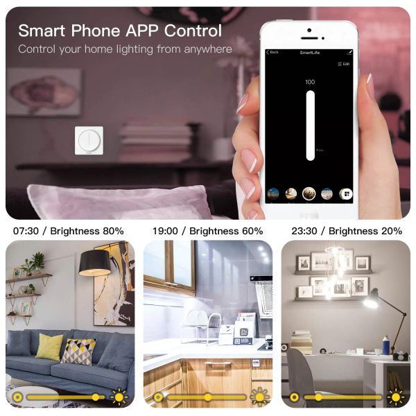 Novo WiFi Smart Rotary/Touch Light Dimmer Switch Smart Life/Tuya App Control Remote funciona com Alexa Google Voice Assistentes UE